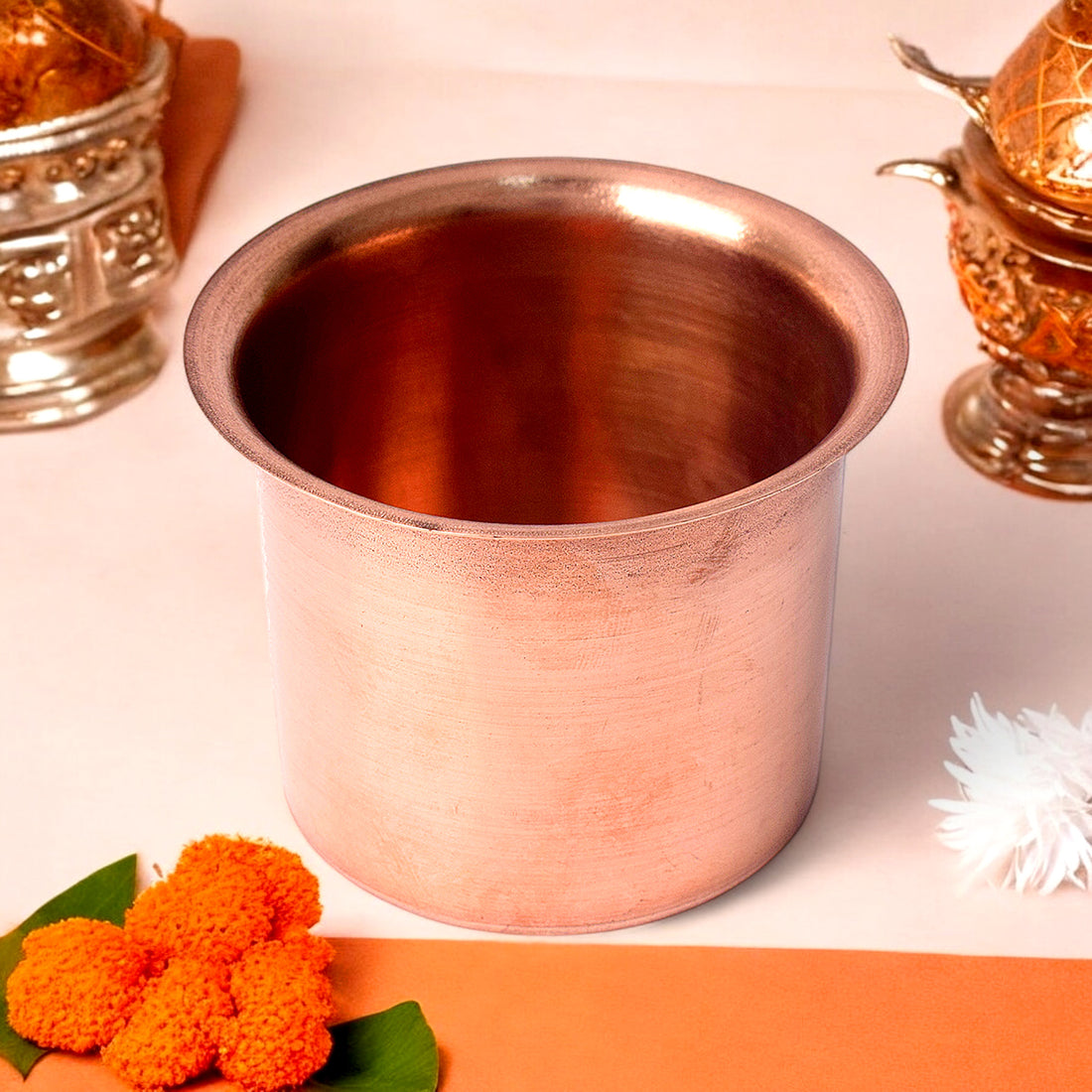 Premium Pure Copper Panch Patra Puja Glass and Spoon