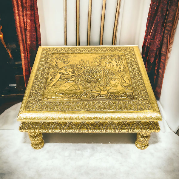Cultural Grace: Meenakari Embossed Elephant Decorative Chowki