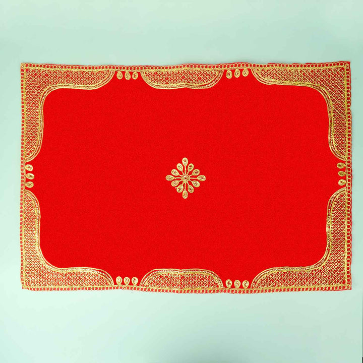 Designer Border Velvet Aasan 16x24 Inch Pack of 4 with Golden Lace Border. India’s Largest Pooja Accessories Brand - www.satvikstore.in