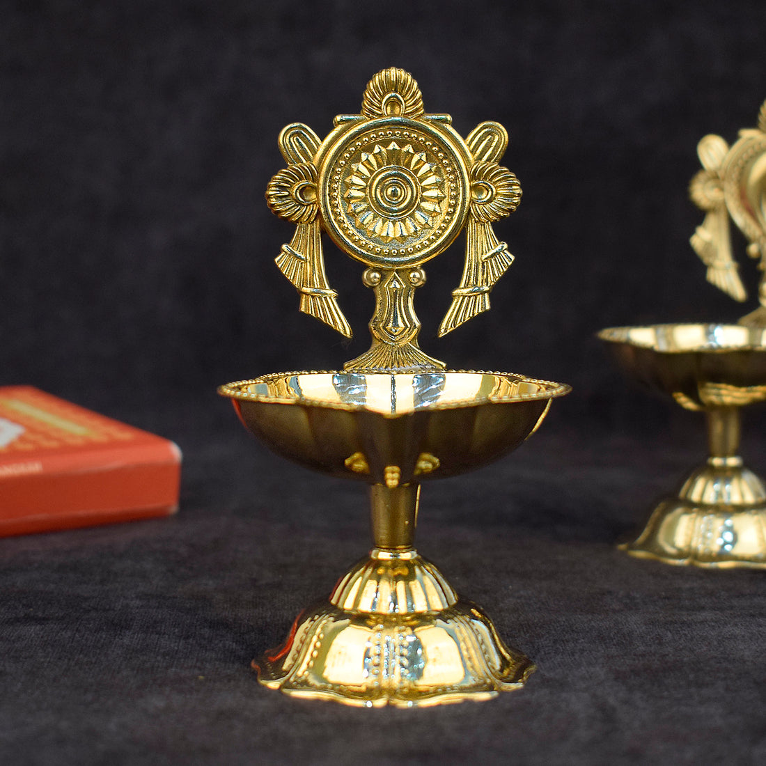 Elegant Designer Chakra Brass Diya – | India’s Largest Pooja Accessories Brand – www.satvikstore.in