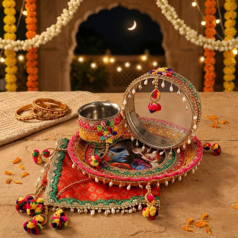 Designer Karwa Chauth Thali Set | India’s Largest Pooja Accessories Brand – www.satvikstore.in
