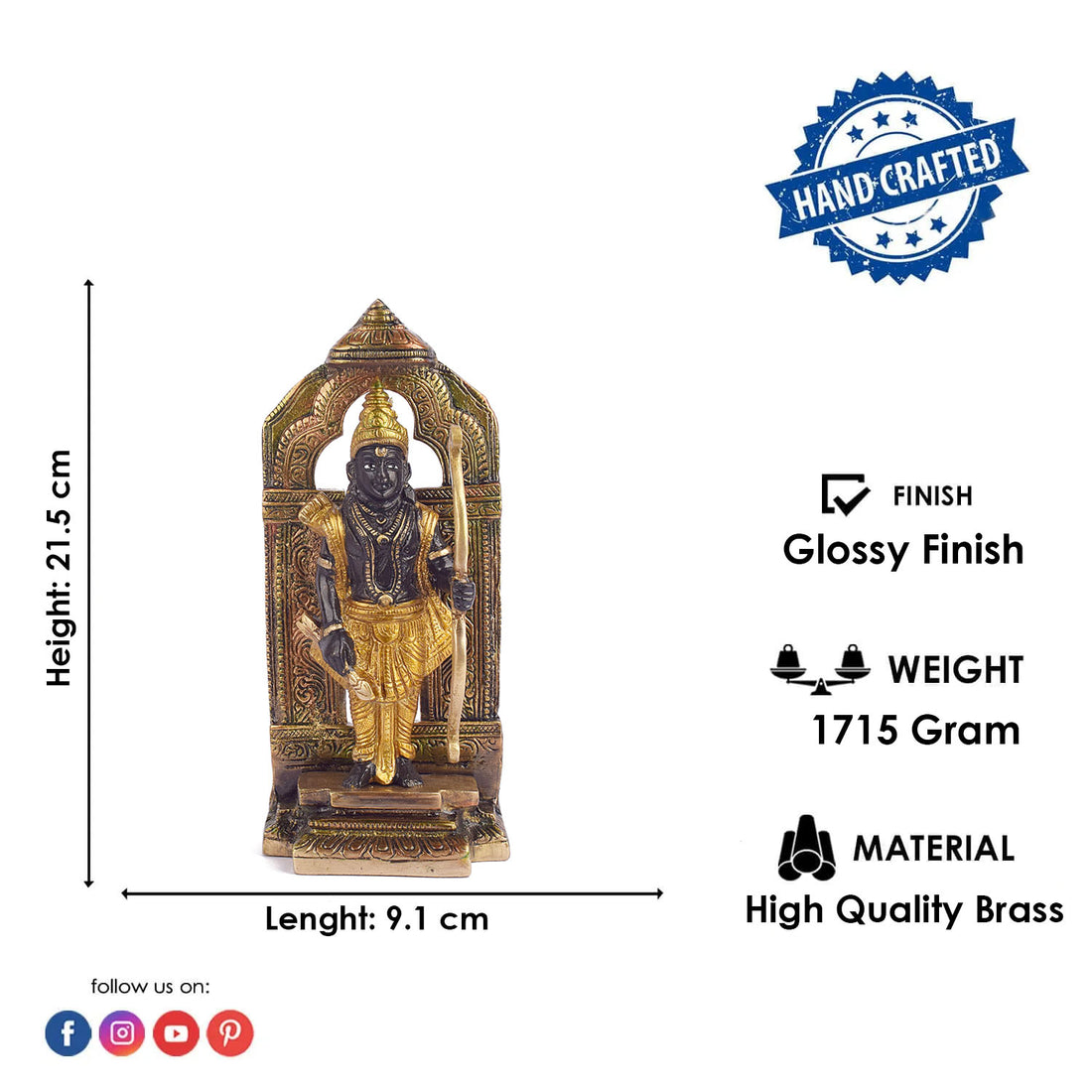 8.4 Inch Antique Brass Ram with Bow Statue
