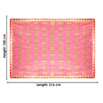 Premium Mata Ki Chunri with golden embroidered vertical patterns featuring traditional floral and swirl designs. This Chunri measures 216 cm (85 inches) in length and 100 cm (39 inches) in height, making it ideal for Devi Puja, temple offerings, and festive celebrations like Navratri and Durga Puja. The rich golden border enhances its elegance and sacred significance.

Shop Big Size Mata Ki Chunri, Devi Chunri for Puja, and more at Satvik Store. A perfect offering for temple rituals and religious ceremonies