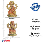2.5 Inch Exquisite Brass Lakshmi Ganesha Idol