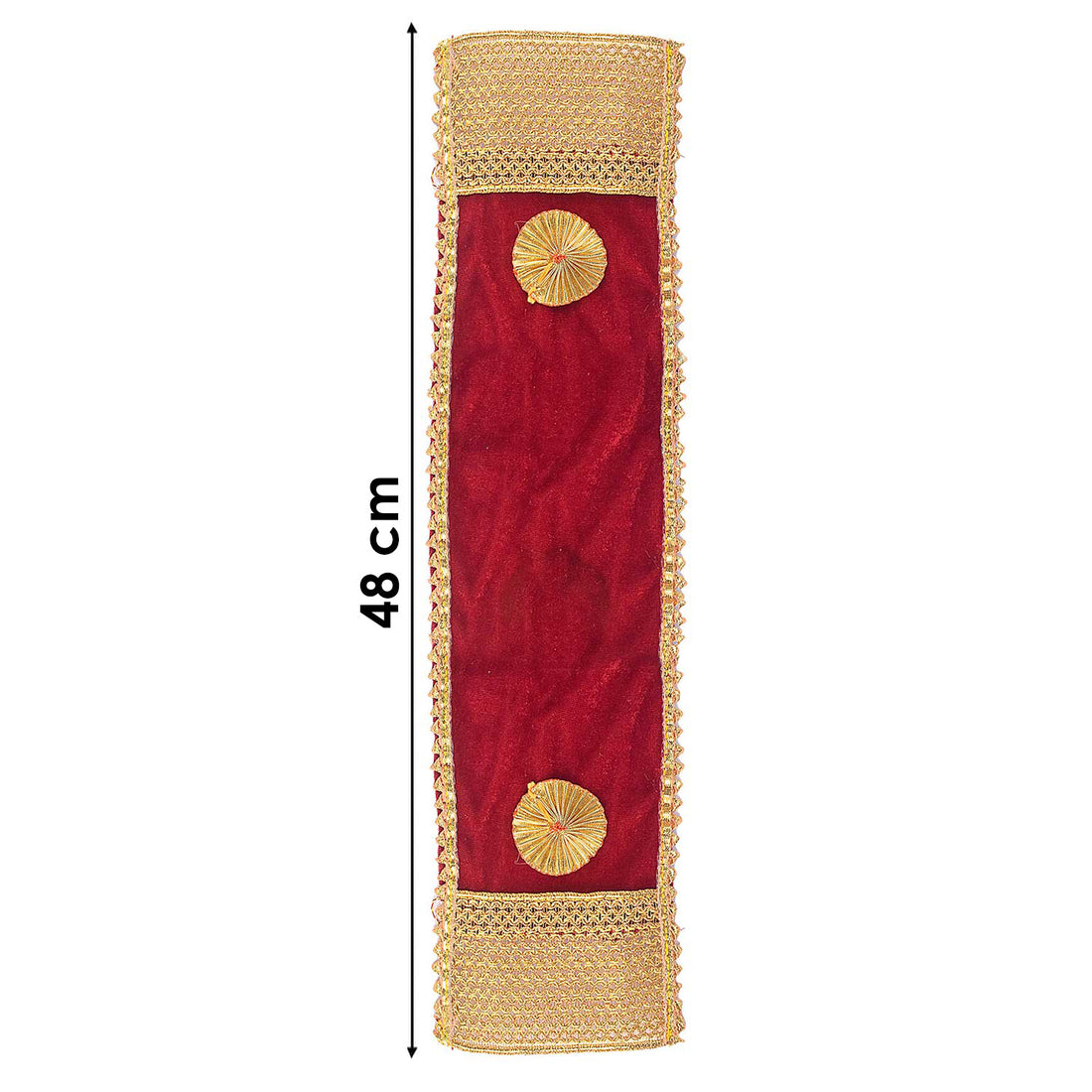 Premium Maroon Velvet Ganpati Idol Patka with Gold Medallion