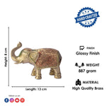 3.1 Inch Brass Elephant Figurine Symbol of Strength and Prosperity