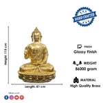45 Inch Brass Seated Buddha Statue - Dharmachakra Mudra Idol