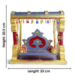 Royal Blue Metal Singhasan Jhula for Laddu Gopal