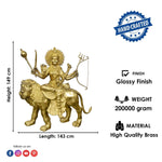 58 Inch Large Monumental Brass Durga Mata Riding Lion Statue