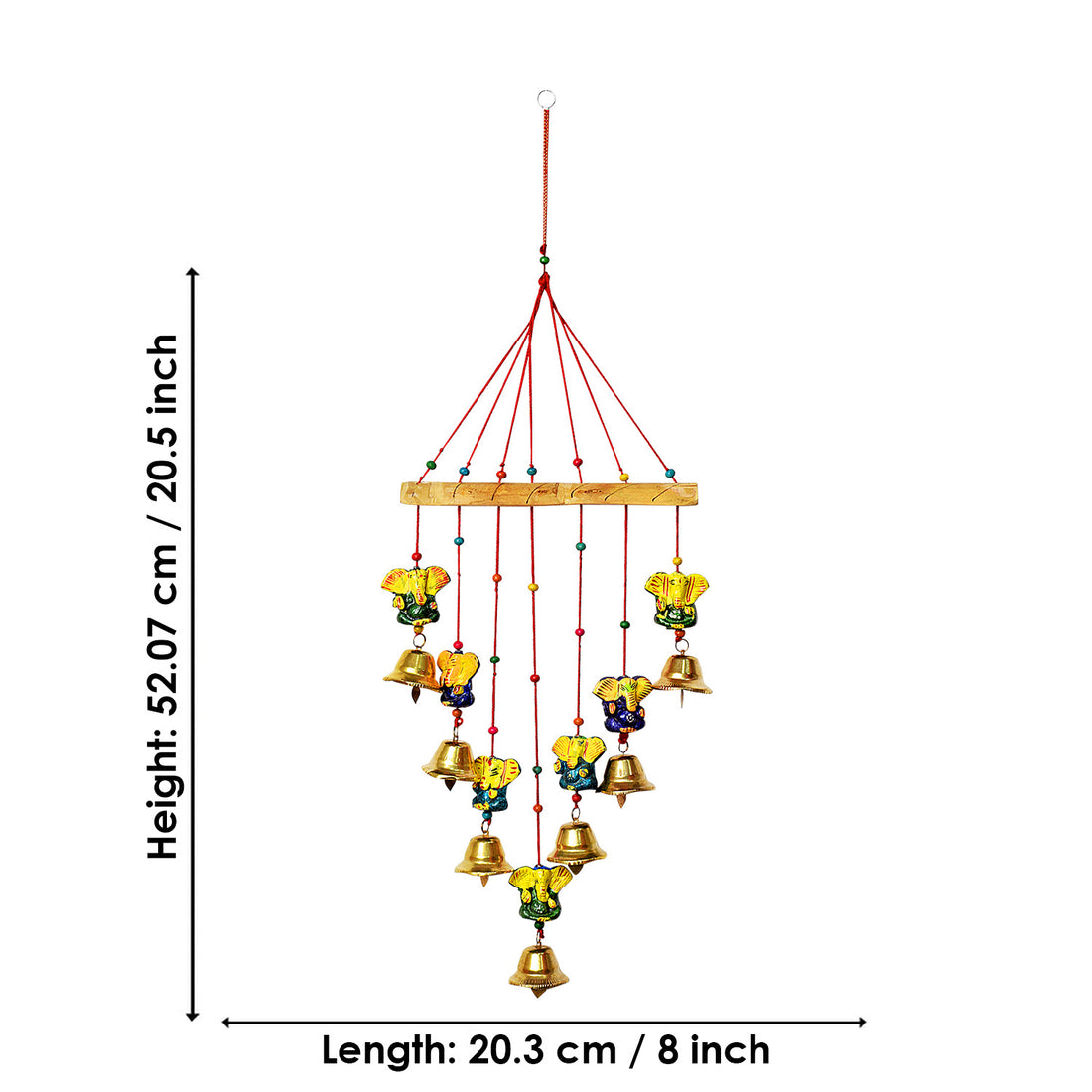 Rajasthani Colorful wooden Ganesh Wall Hanging Wind Chimes