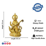29 Inch Goddess Saraswati Brass Murti – Divine Goddess of Wisdom & Arts