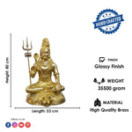 31 Inch Large Brass Shiv Seated Idol with Trishul & Damaru