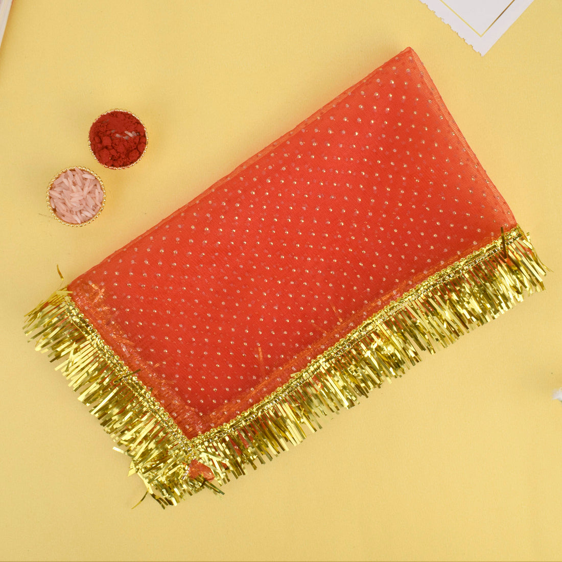 Traditional 18x10 inch Mata Chunni with charming dotted pattern for Mata idol decoration – India’s Largest Pooja Accessories Brand – www.Satvikstore.in