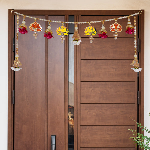 Elegant Lotus Toran with Side Latkans (Color-Assorted)