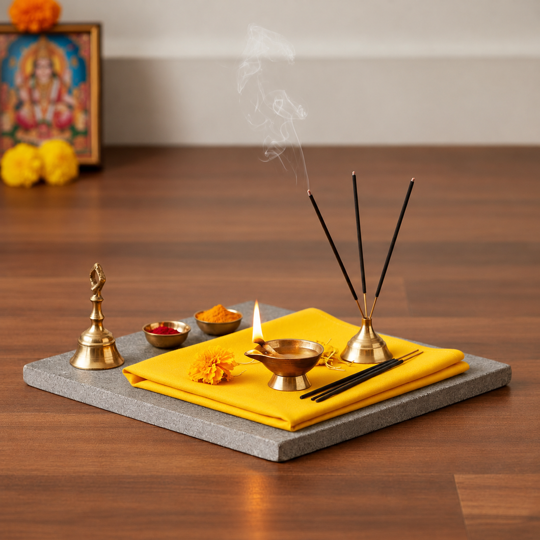 Yellow Cotton Cloth – 1.25 Meter for Pooja & Rituals