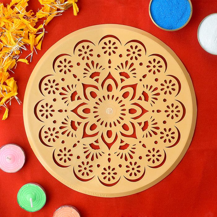 Intricate Round Floral Lace Rangoli Stencil
