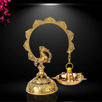 7.5-8 Inch Hanging Morkiran Peacock Brass Diya - Kerala Deepam