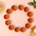 Traditional Earthen Clay Diya 12 Pc Set