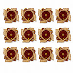 12 Pcs Premium Decorative Maroon Diwali Diyas