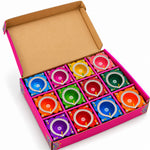 12 Pcs Premium Handmade Square-Framed Clay Diyas