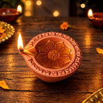 12 Pack Lotus & Mandala Pattern Carved Clay Diyas