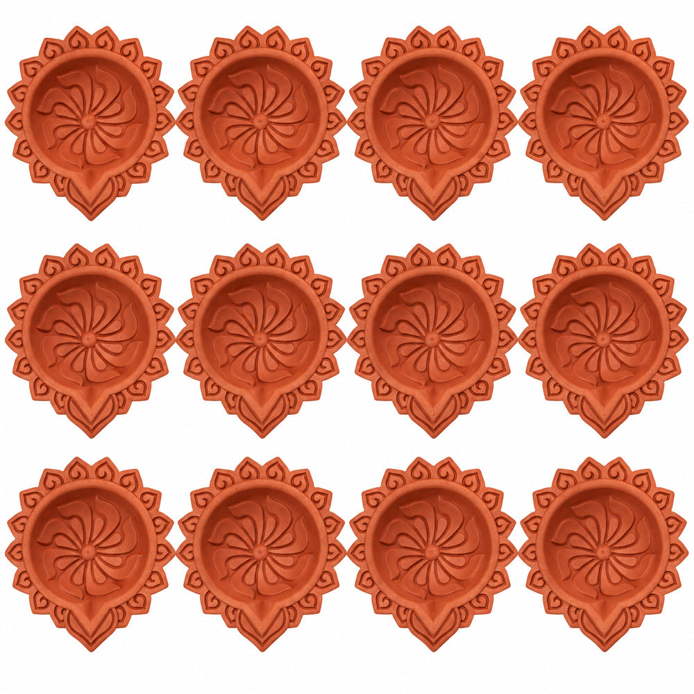 12 Pack Handcrafted Pinwheel Crowned Flame Clay Diyas