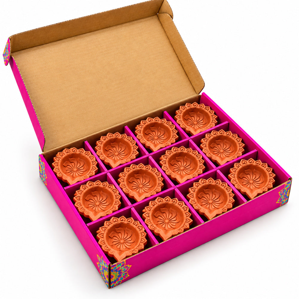 12 Pack Handcrafted Pinwheel Crowned Flame Clay Diyas