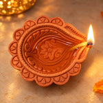 12 Pack Handmade Clay Paisley-Carved Teardrop Clay Diyas