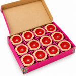 12 Pcs Handcrafted Red & Gold Metallic Designer Clay Diyas