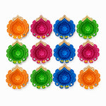 12 Pack Designer Multicolor Golden Crown Spout Clay Diyas