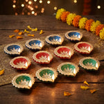 12 Pack Handcrafted Tricolor Earthen Clay Diyas