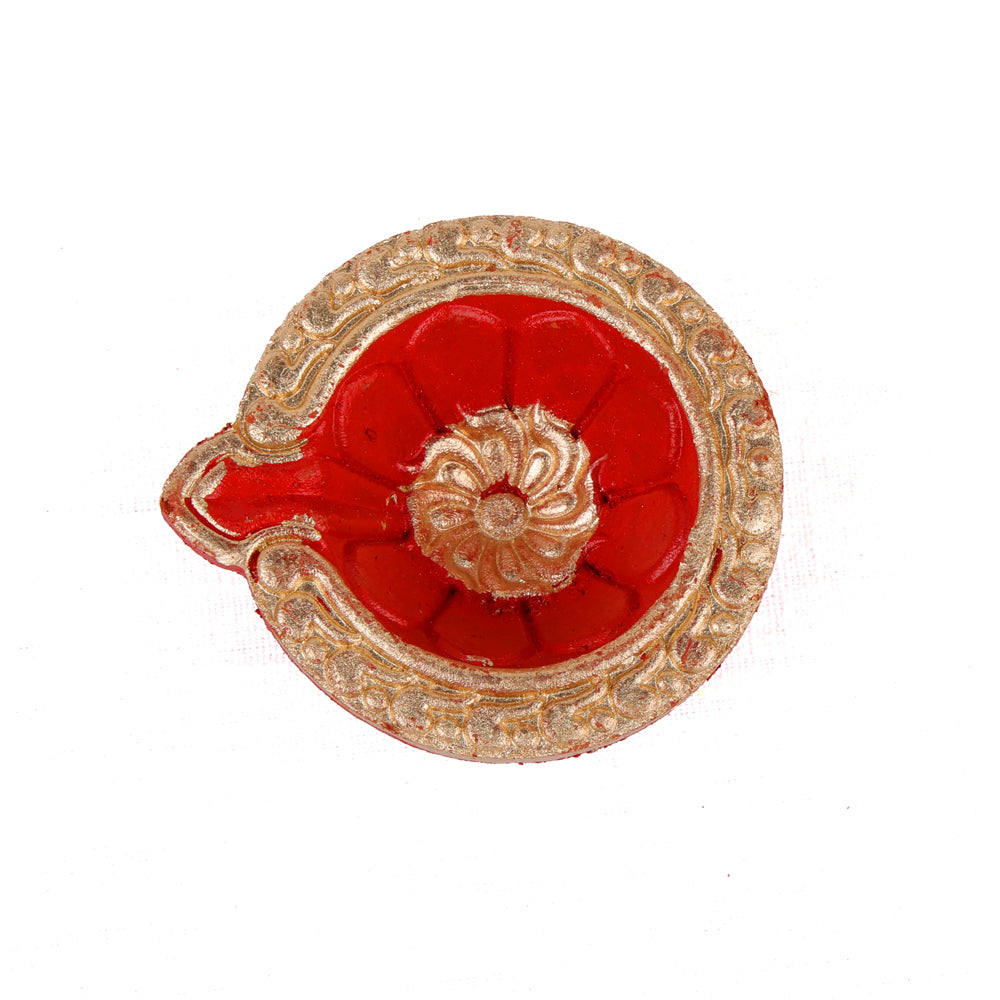 12 Pack Classic Crimson Red & Gold Teardrop Clay Diyas