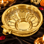 8 Inch Embossed Decorative Brass Designer Urli