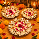 Lotus Petals Shape Metal Urli With Tea Light (Pack of 3)