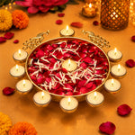Decorative Metal Peacock Flower Urli with Tea Light