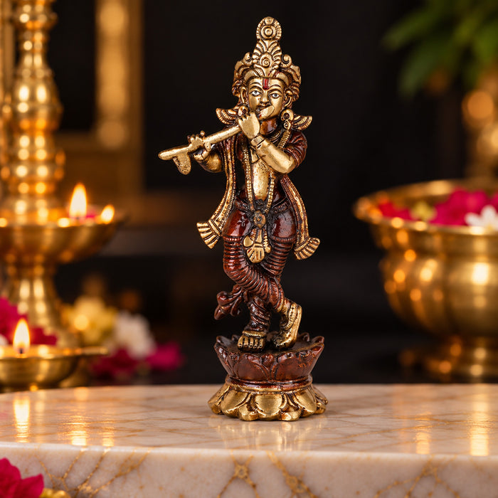 7.2 Inch Brass Krishna Idol