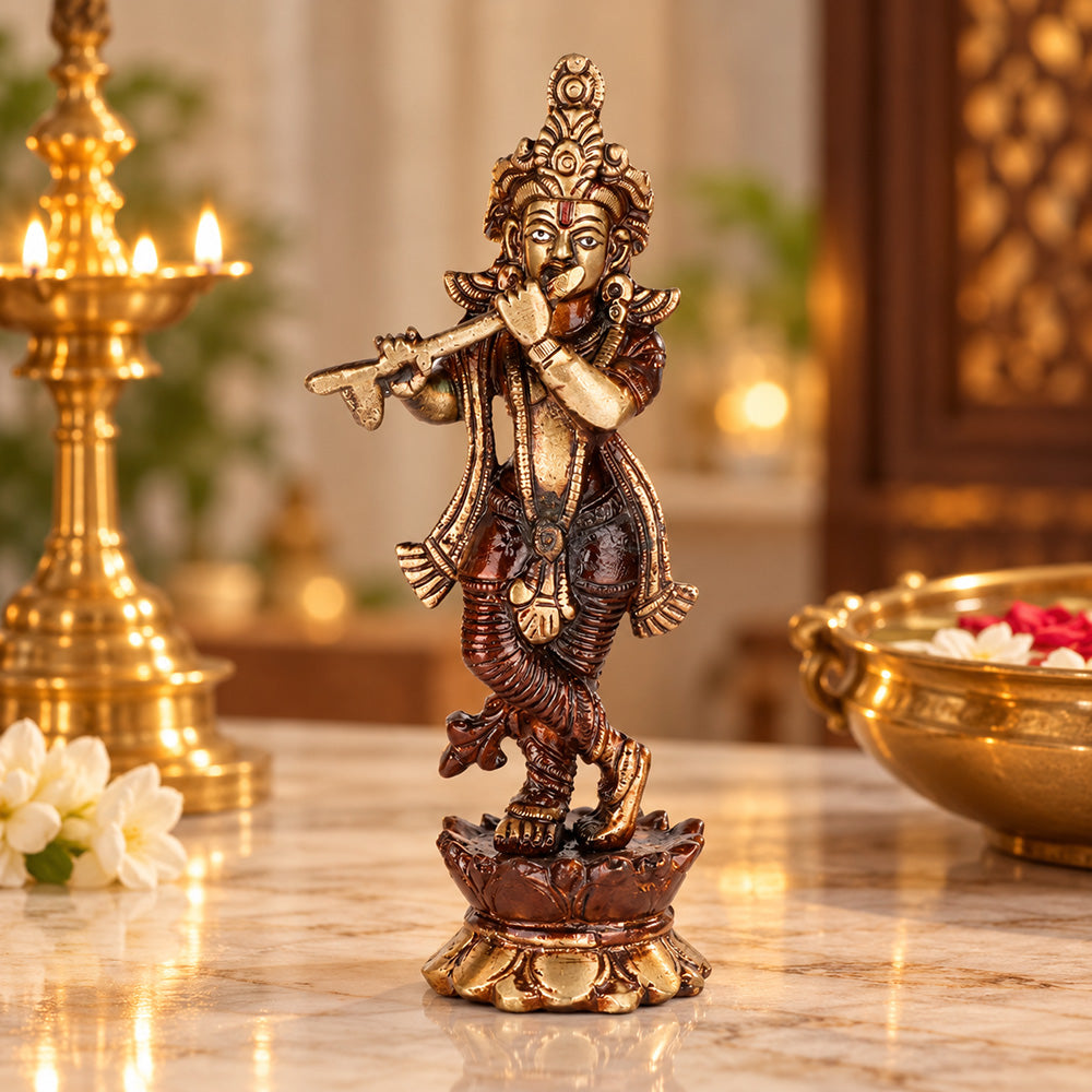 7.2 Inch Brass Krishna Idol
