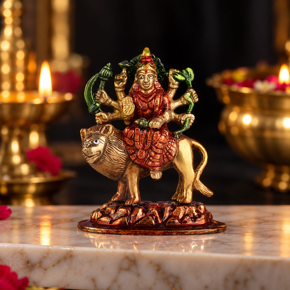 3.1 Inch Brass Sherawali Maa Idol