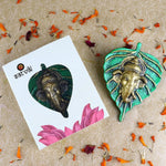 1 Pc Lord Ganesh Face on Leaf Patta Wall Hanging - Green