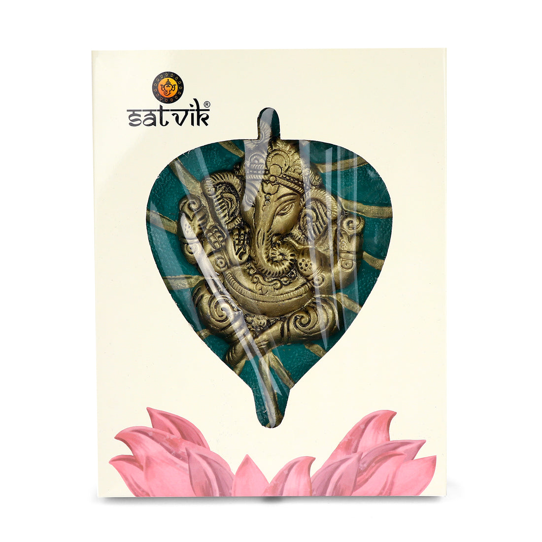 Lord Ganesh on Leaf Patta Wall Hanging - Green