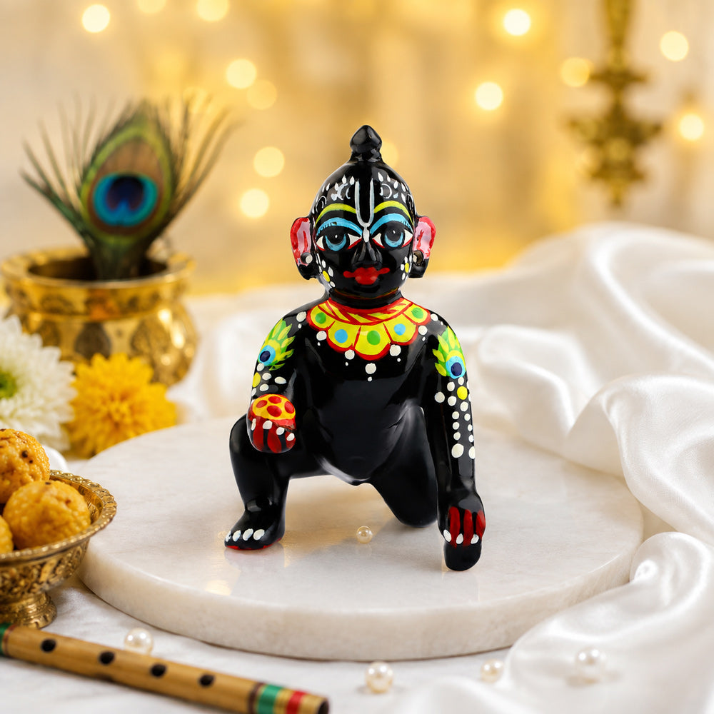 Brass Black Bal Gopal/Laddu Gopal Idol (Sizes Available 0 to 3)