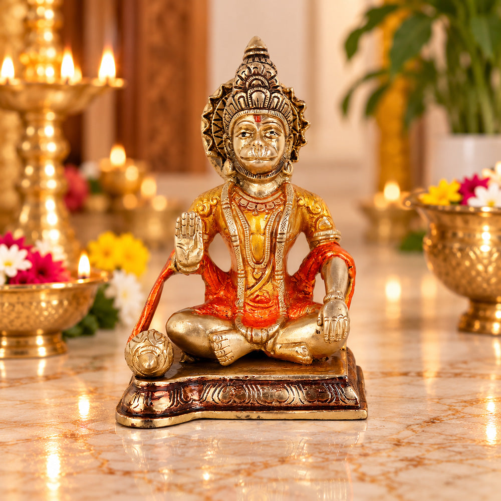 6.3 Inch Pleasant Brass Hanuman Idol