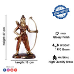 10.6 Inch Victorious Ram with Bow Brass Idol
