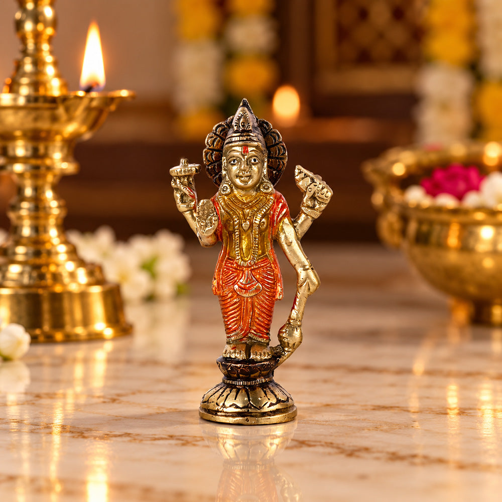 Elegant Brass Standing Lord Vishnu Idol