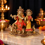 5.3 Inch Charismatic Radha Krishna Colorful Brass Idol