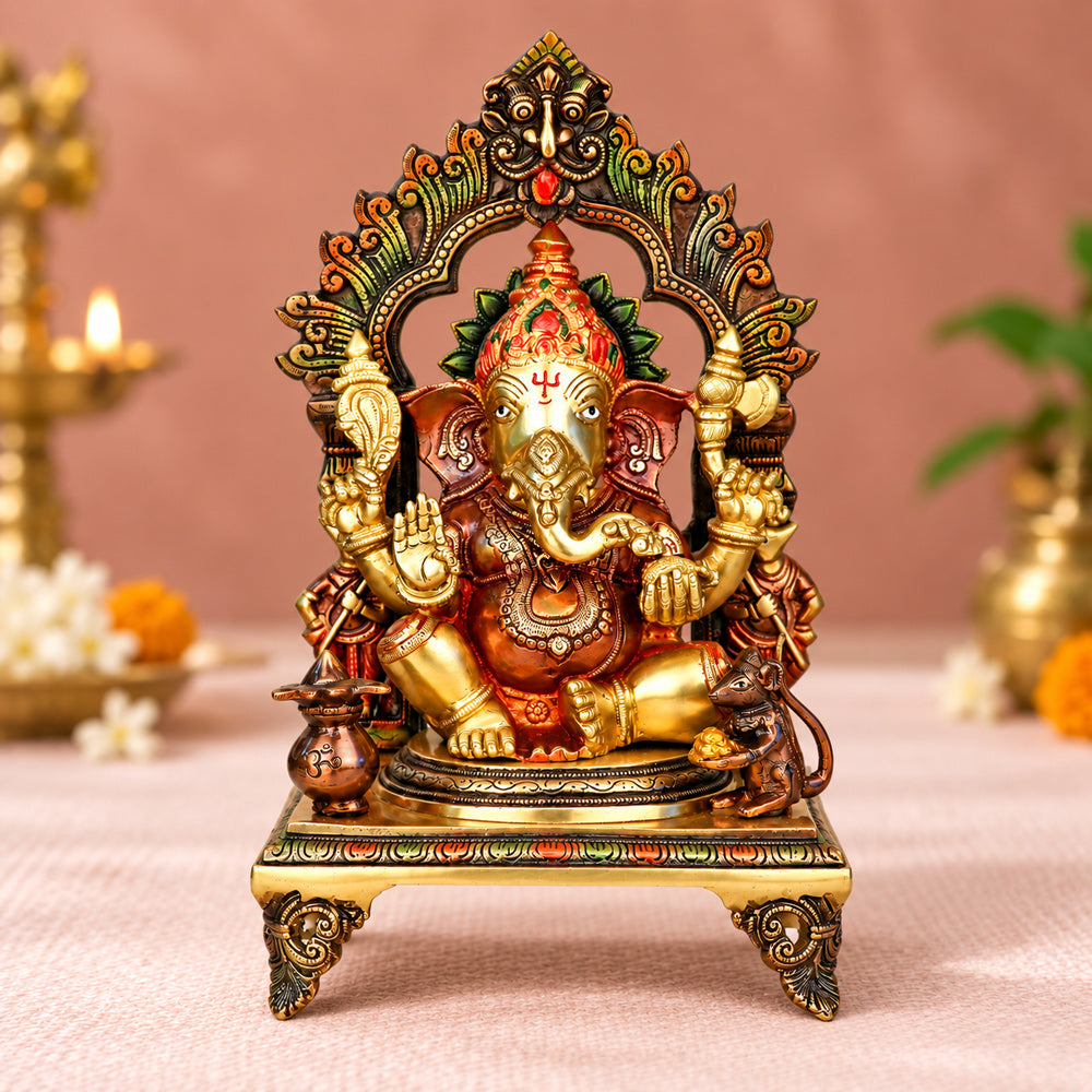 17.25 inches Stunning Brass Ganesha Statue