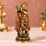 18.2 Inch Delicate Krishna Colorful Brass Idol