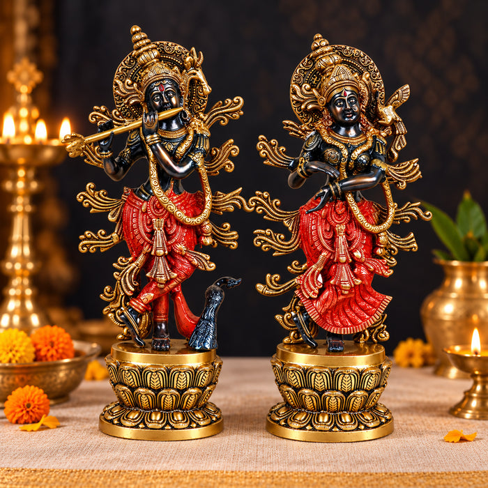 15.2 Inch Gorgeous Radha Krishna Brass Idol