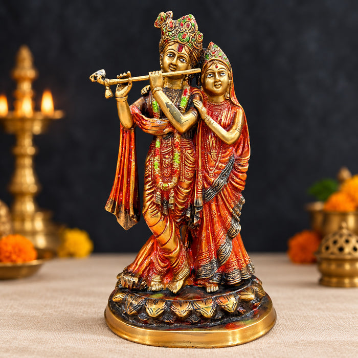 13.7 Inch Brass Radha Krishna Large Idol