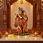 13.7 Inch Brass Radha Krishna Large Idol